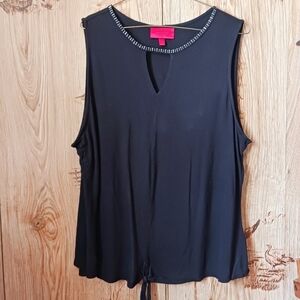 Jennifer Lopez Black Studded Detail Sleeveless Blouse Size XL